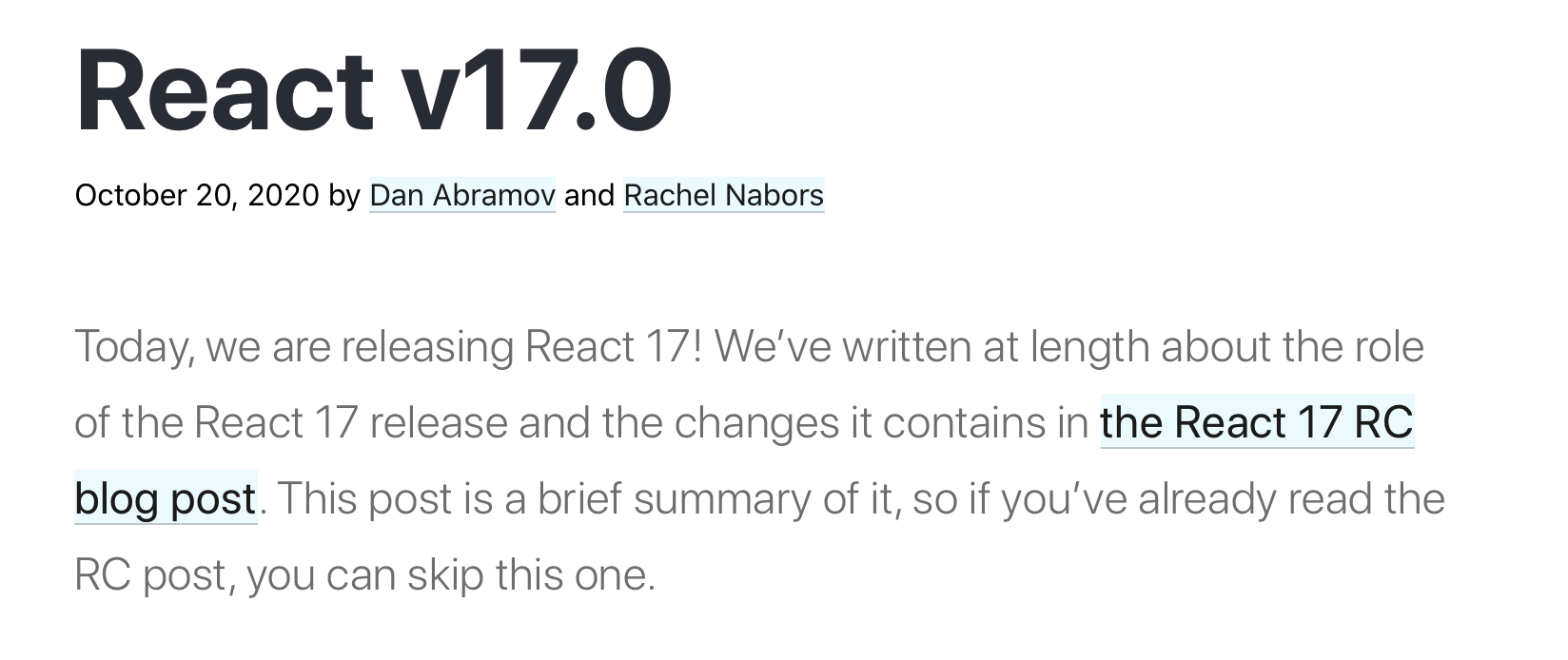 「开源资讯」React 17 正式版发布